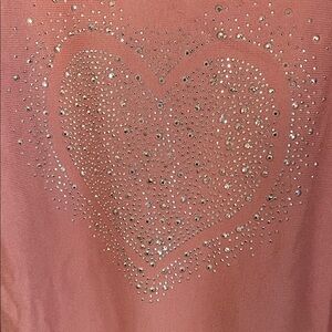 Women’s Rose Pink Heart Embellished Sweater